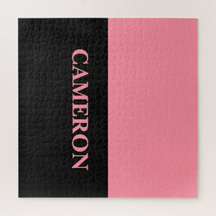 Trendy twee kleuren Naam Zwart en zalmroze Legpuzzel
