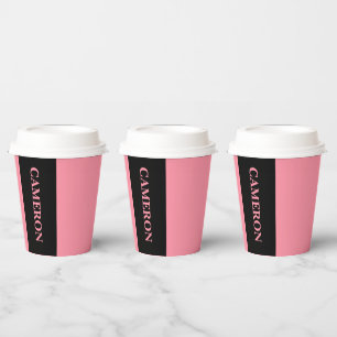 Trendy twee kleuren Naam Zwart en zalmroze Papieren Bekers