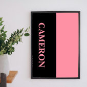Trendy twee kleuren | Naam | Zwart en zalmroze Poster