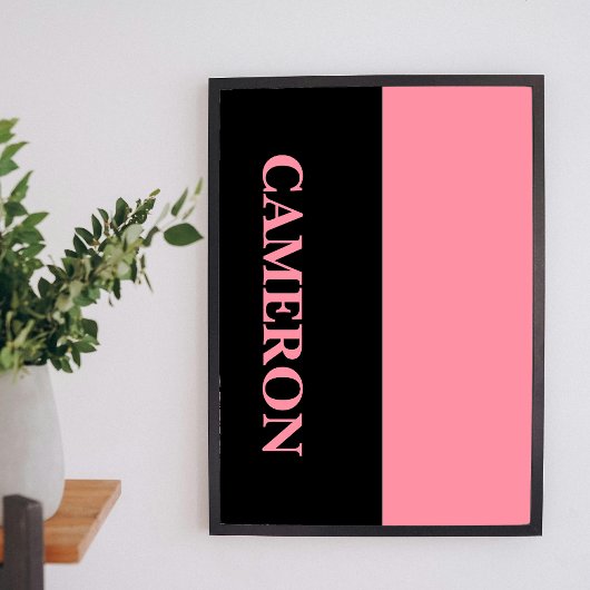 Trendy twee kleuren | Naam | Zwart en zalmroze Poster