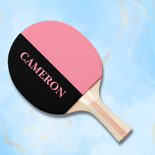 Trendy twee kleuren Naam Zwart en zalmroze Tafeltennisbatje
