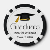 Trendy typografie afstuderen pet klasse van 2024 poker chips (Achterkant)