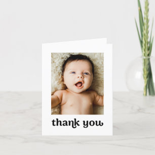 Trendy Typografie Eenvoudig Modern 2 Baby Foto's Bedankkaart