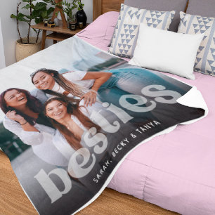 Trendy typografie foto-aandenken voor beste vriend fleece deken