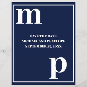 Trendy Typografie Navy Blue Budget Save the Date Flyer