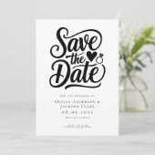 Trendy Typografie Ring Heart Wedding Save The Date (Staand voorkant)