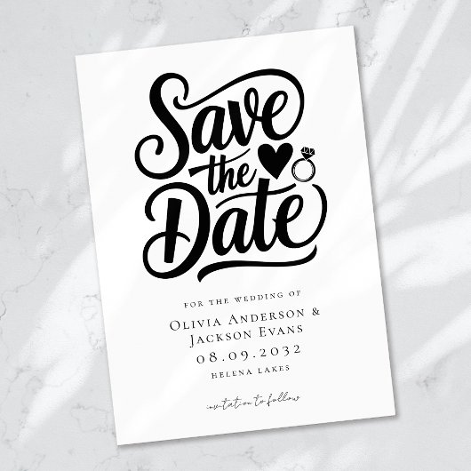 Trendy Typografie Ring Heart Wedding Save The Date