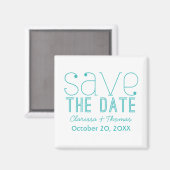 Trendy Typografie Save the Date Magnet, Aqua Magneet (Voorkant / Achterkant)