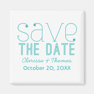 Trendy Typografie Save the Date Magnet, Aqua Magneet