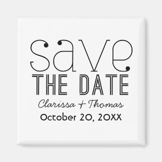 Trendy Typografie Save the Date Magnet, Black Magneet