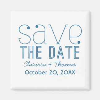Trendy Typografie Save the Date Magnet, Blue Magneet