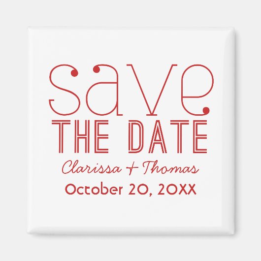 Trendy Typografie Save the Date Magnet, Red Magneet (Voorkant)