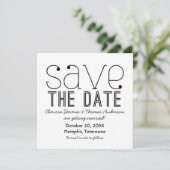 Trendy typografie Save the Date uitnodiging, Zwart Kaart (Staand voorkant)