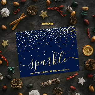 Trendy Typografie "Sparkle" - Kerstmis Folie Feestdagen Briefkaart