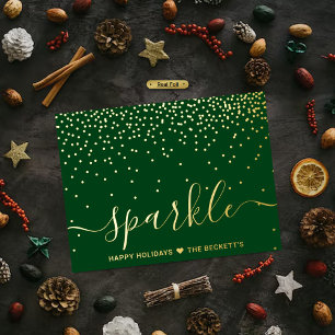 Trendy Typografie "Sparkle" - Kerstmis Folie Feestdagen Briefkaart