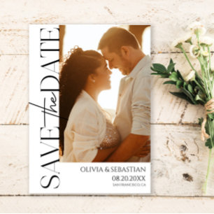 Trendy Typografie Tekst Foto Bruiloft Save The Date