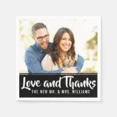 Trendy Typography | Aangepaste fotobruiloft Hartel Servet (Voorkant)