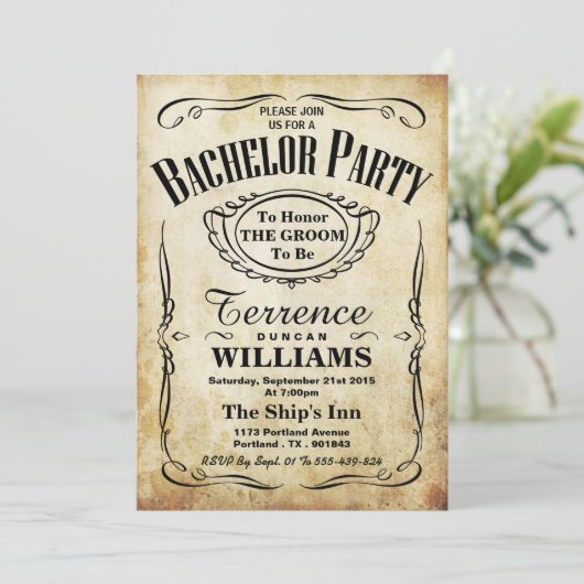 Trendy Typography Bachelor Party Kaart (Staand voorkant)