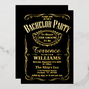 Trendy Typography Bachelor Party Real Folie Uitnodiging