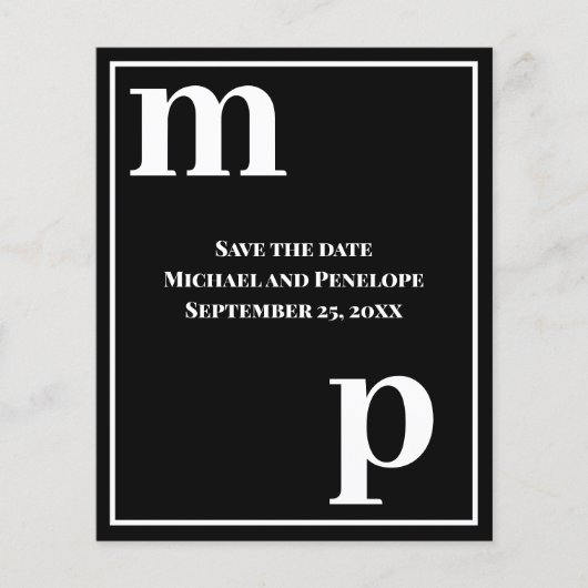Trendy Typography Black Budget Save the Date Flyer (Voorkant)