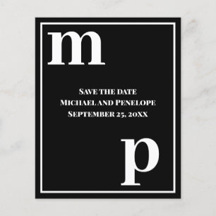 Trendy Typography Black Budget Save the Date Flyer