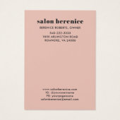 Trendy Typography Blush Black Hair Clips Display Visitekaartje (Achterkant)