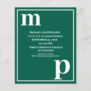 Trendy Typography Emerald Green Budget Wedding Flyer
