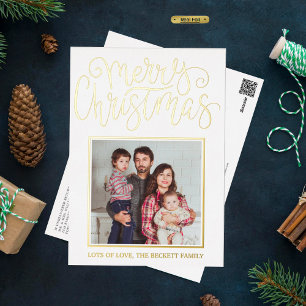 Trendy Typography "Merry Kerstmis"'' foto Real Folie Feestdagen Briefkaart