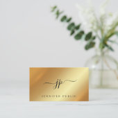 Trendy Typography Monogram Gold Luxurious Silk Visitekaartje (Staand voorkant)
