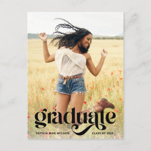 Trendy Typography Overlay Photo Afstuderen Briefkaart