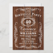 Trendy Typography Rustic Wood Birthday Party Kaart (Voorkant)