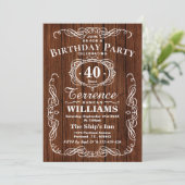 Trendy Typography Rustic Wood Birthday Party Kaart (Staand voorkant)