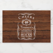 Trendy Typography Rustic Wood Birthday Party Likeurfles Etiket (Enkel label)
