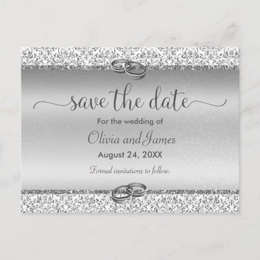 Trendy Typography Silver Wedding Save the Date Aankondigingskaart (Voorkant)