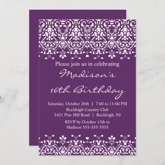 Trendy Uitnodiging van Zestien Verjaardag van het (Voorkant / Achterkant)