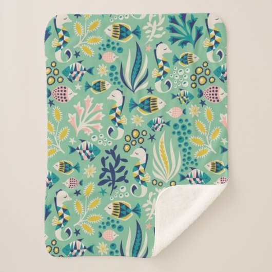 Trendy Underwater Design Sherpa Deken (Voorkant)