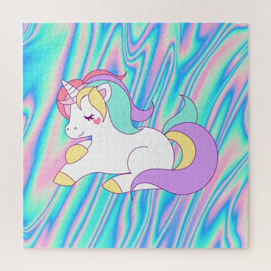 Trendy Unicorn Rainbow Holographic Legpuzzel (Verticaal)