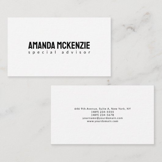 Trendy uniek creatief minimalistisch ontwerp informatiekaartje (Voorkant / Achterkant)