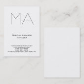 Trendy uniek wit professioneel grijs monogram visitekaartje (Voorkant / Achterkant)