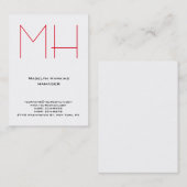 Trendy, uniek wit professioneel monogram visitekaartje (Voorkant / Achterkant)