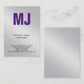Trendy, uniek zilvergrijs professioneel monogram visitekaartje (Voorkant / Achterkant)