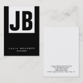 Trendy, uniek zwart wit, groot monogram visitekaartje (Voorkant / Achterkant)