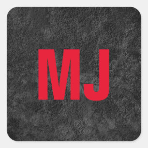 Trendy unieke grijs rood monogram naam initialen vierkante sticker