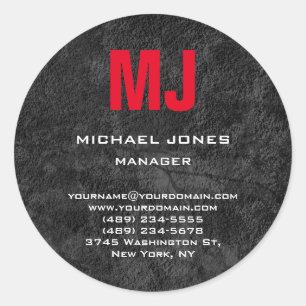 Trendy unieke grijze monogram ronde sticker