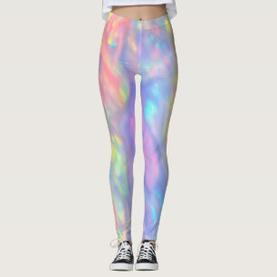 Trendy Unieke kleurrijke faux holografische opaal Leggings