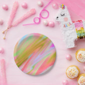 Trendy unieke roze blauw groene abstracte golven papieren bordje (Feest)