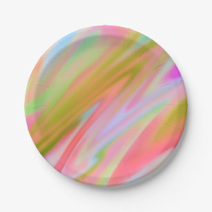 Trendy unieke roze blauwe groene abstracte golven papieren bordje