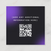 Trendy & Unieke Zwarte Paarse QR Code Social Media Vierkante Visitekaartje (Achterkant)