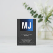 Trendy unieus grijs blauw professioneel monogram visitekaartje (Staand voorkant)