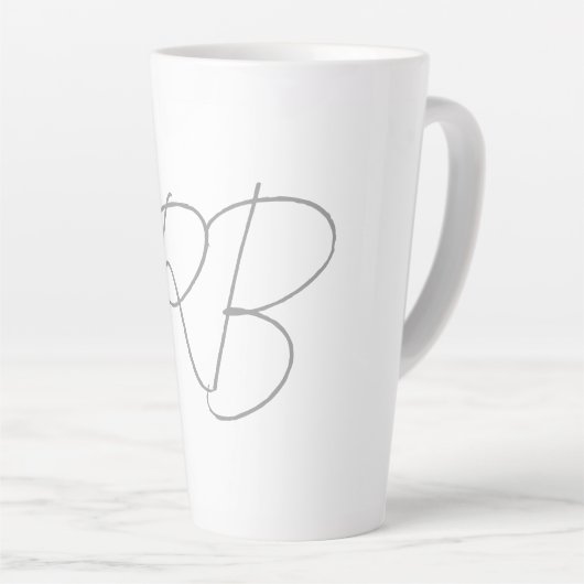 Trendy Unique Creative Monogram Initiaal Letters Latte Mok (Rechterhoek)